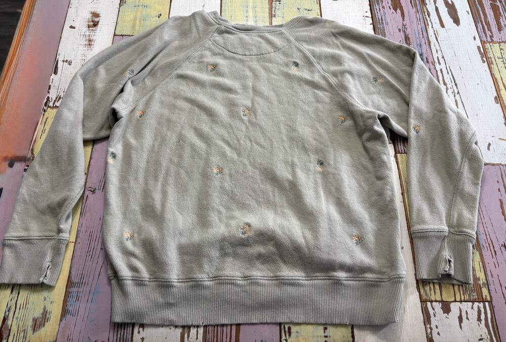 Aerie Womens Sweatshirt Green Medium with embroidered flowers